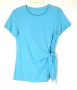 Belle‎ Kim Gravel TripleLuxe Shirt Sz XXS Blue Side Tie A374453 Women CB17Y